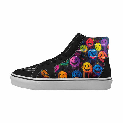 MEN'S Smiley Faces  Glow High Top Canvas Wallpaper Art Sneakers