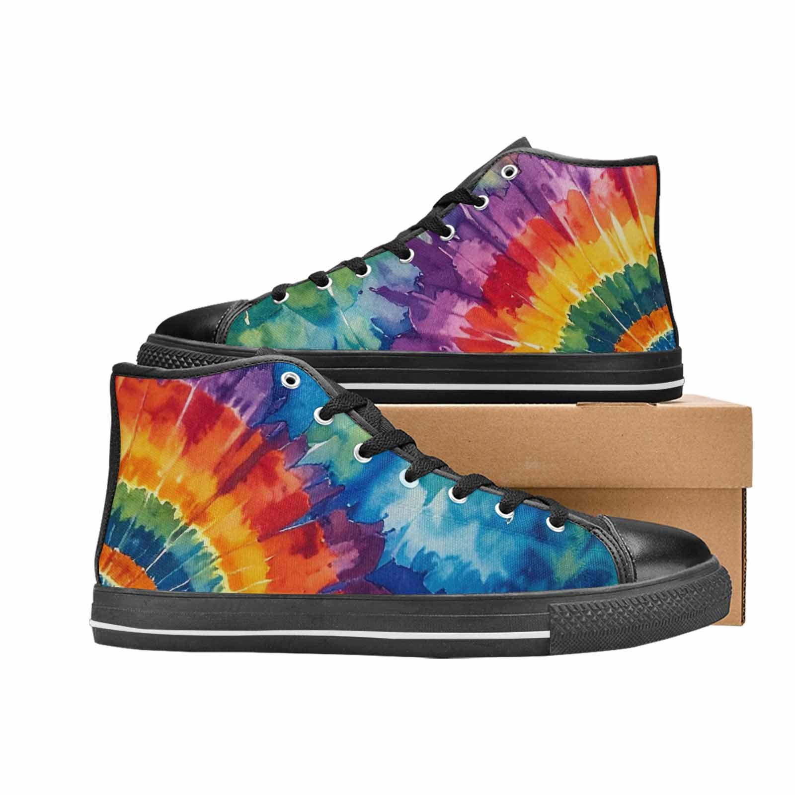 MEN'S Tie Dye Swirl Circles High Top Canvas Surreal Sneakers