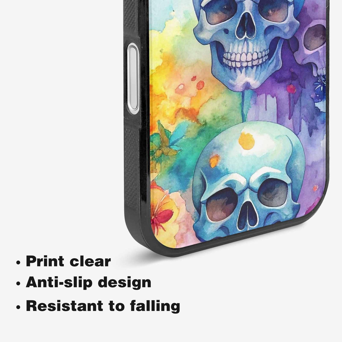 iPhone 16 Case — Kulls Watercolor Skulls Small Skull Pattern, Unique Phone Case Design