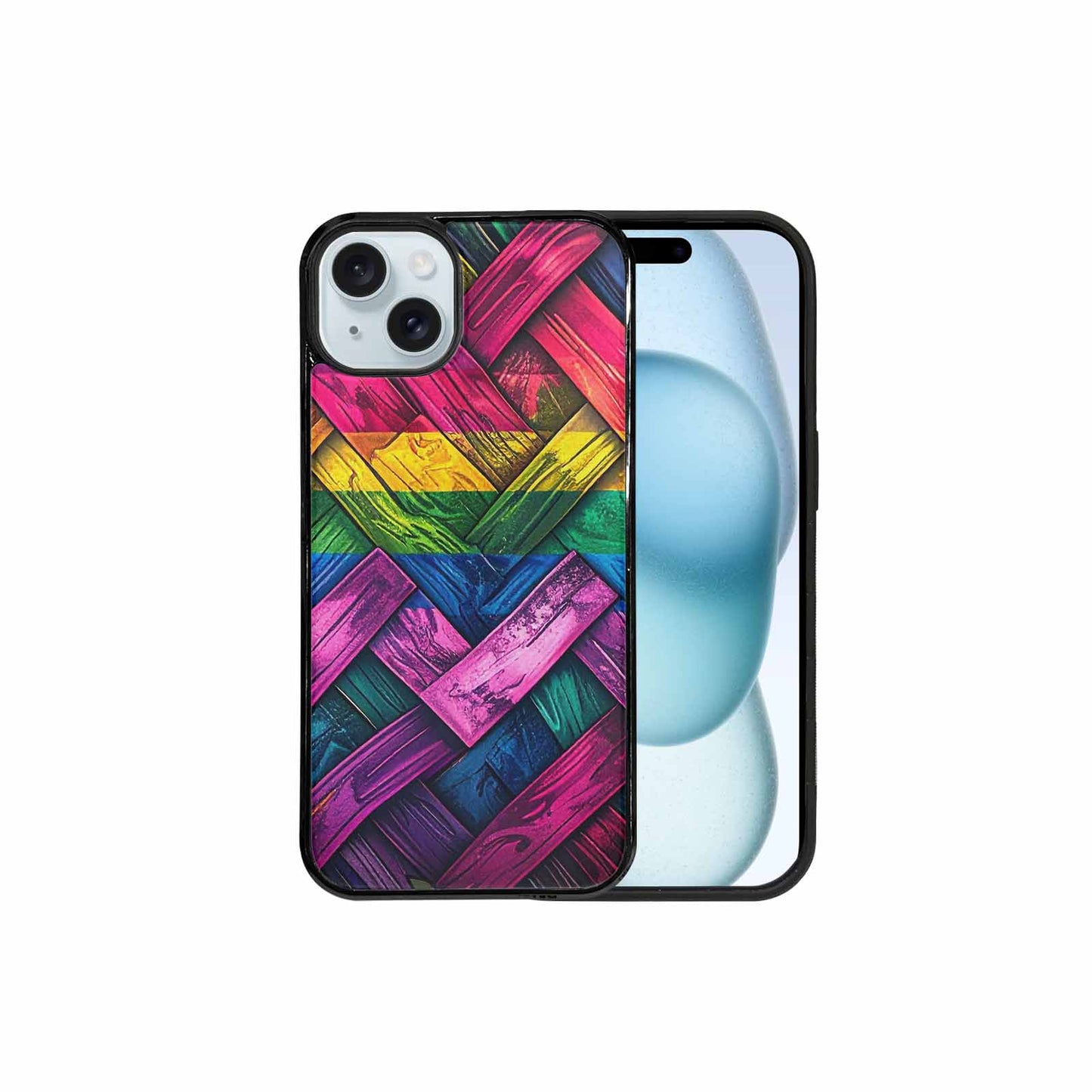 iPhone 15 Plus Case — Polysexual Flag Color Theme Small Rainbow, Personalized Phone Case