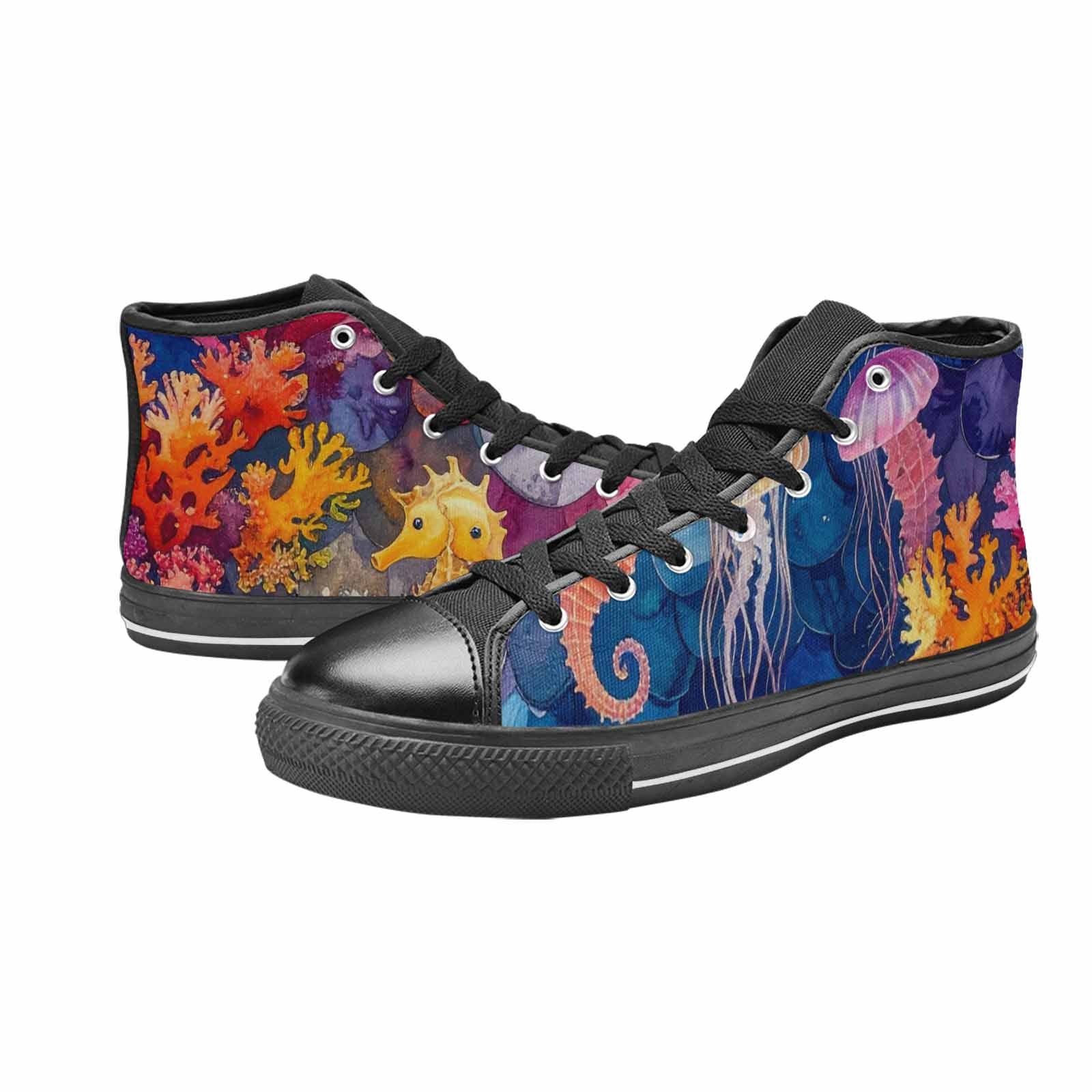 WOMEN'S Fish Scale Coral High Top Canvas Y2K Custom Sneakers