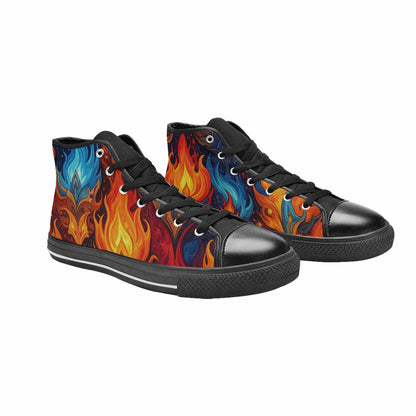 WOMEN'S Fire Flame High Top Canvas Surreal Custom Shoes