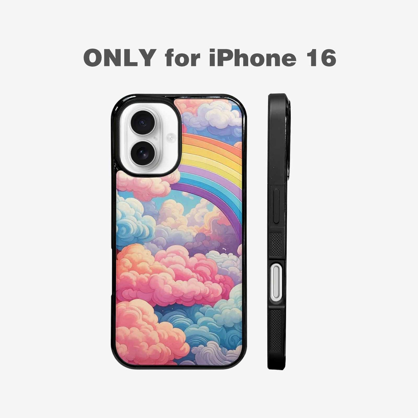 iPhone 16 Case — Cloud And Rainbow Burst Pattern Hundreds, Custom Art Phone Cover