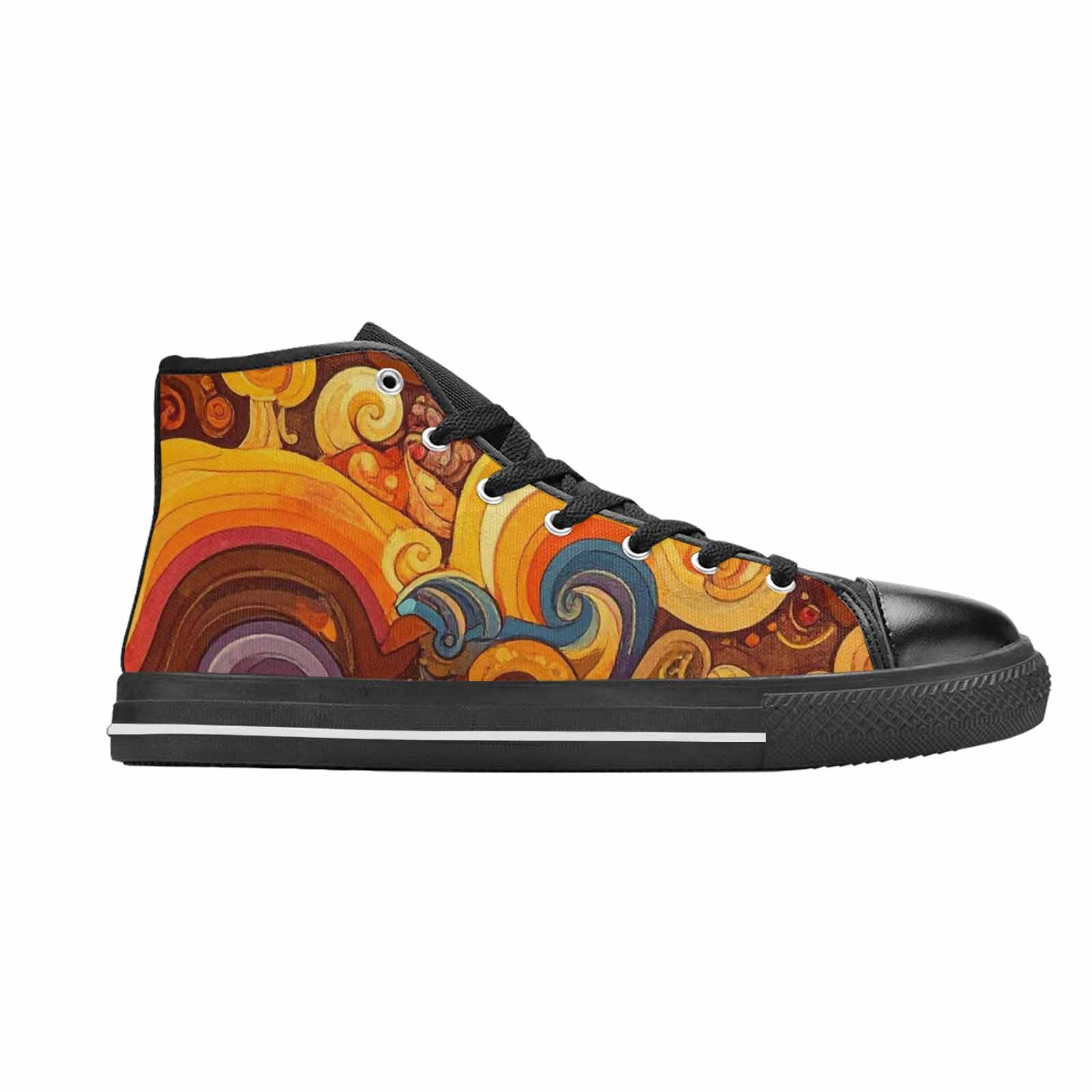 MEN'S Groovy 70S Peace High Top Canvas Neon Fantasy Custom Sneakers