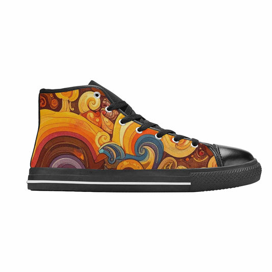 MEN'S Groovy 70S Peace High Top Canvas Neon Fantasy Custom Sneakers
