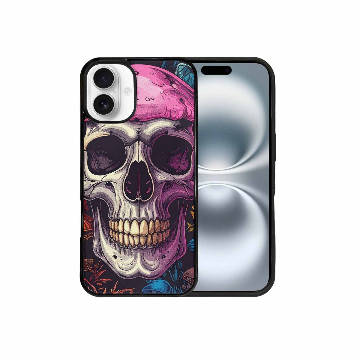 iPhone 16 Plus Case — Mushroom Skull, Personalized Phone Case