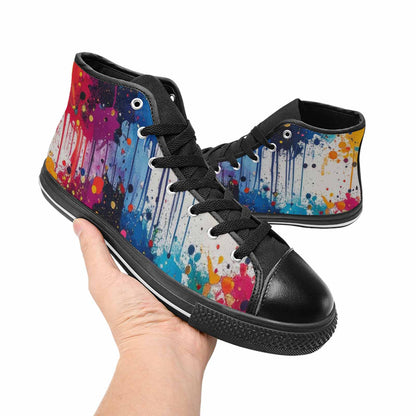 WOMEN'S Paint Splatter High Top Canvas Cottagecore Sneakers