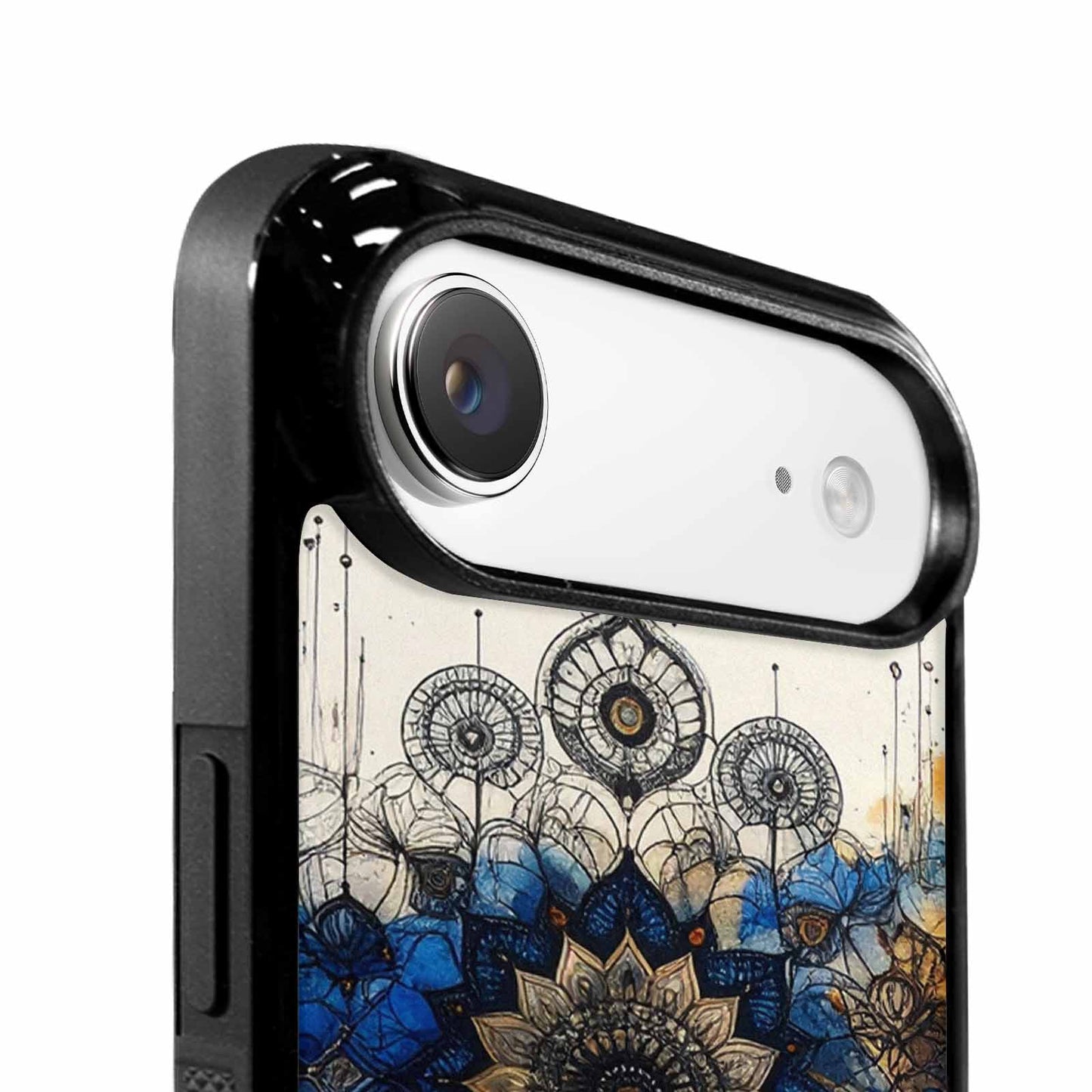 iPhone 17 Air Case — Black Blue Ink Mandala Medallion Original, Custom Art Phone Cover