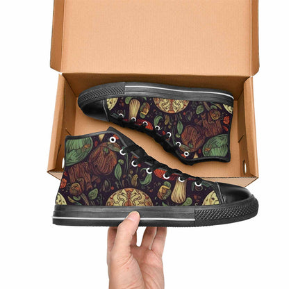 WOMEN'S Mushrooms And Skulls High Top Canvas Dark Academia Sneakers