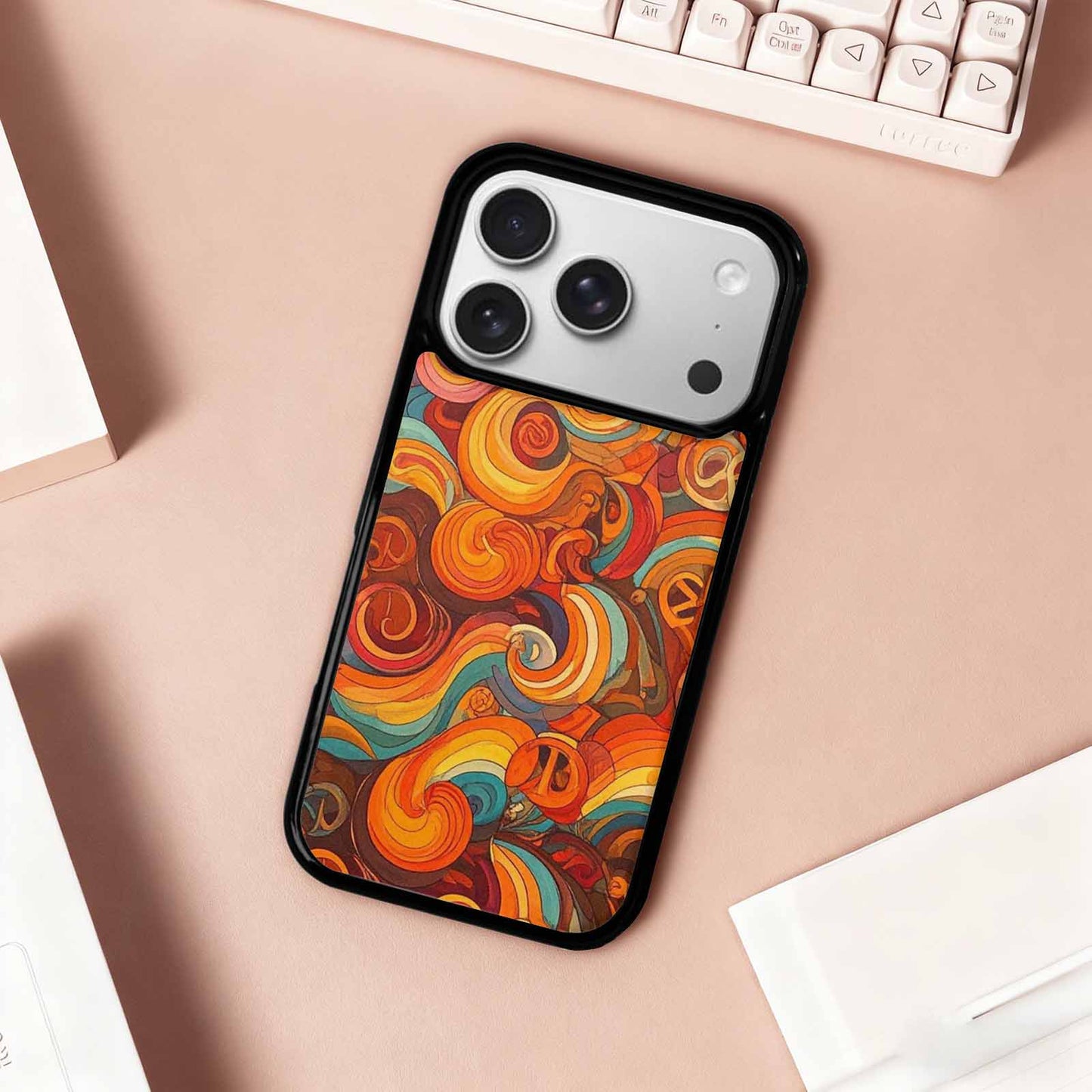 iPhone 17 Pro Case — Small Groovy Peace Sign Swirl Original, Custom Art Phone Cover