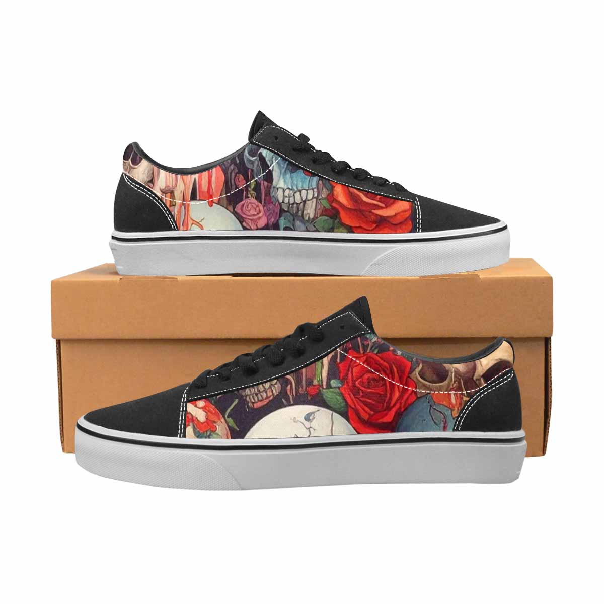 WOMEN'S Skulls Roses Skulls Roses Lace-Up Canvas Dreamcore Custom Shoes