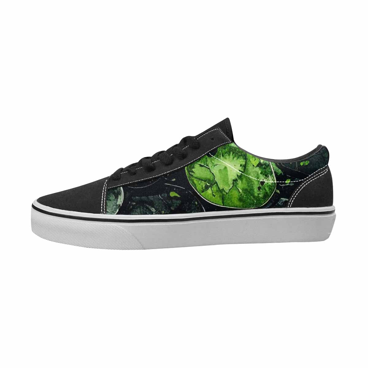 WOMEN'S Reptile Black & Green Ink Canvas Graphic Print Vibrant Chaos Custom Sneakers