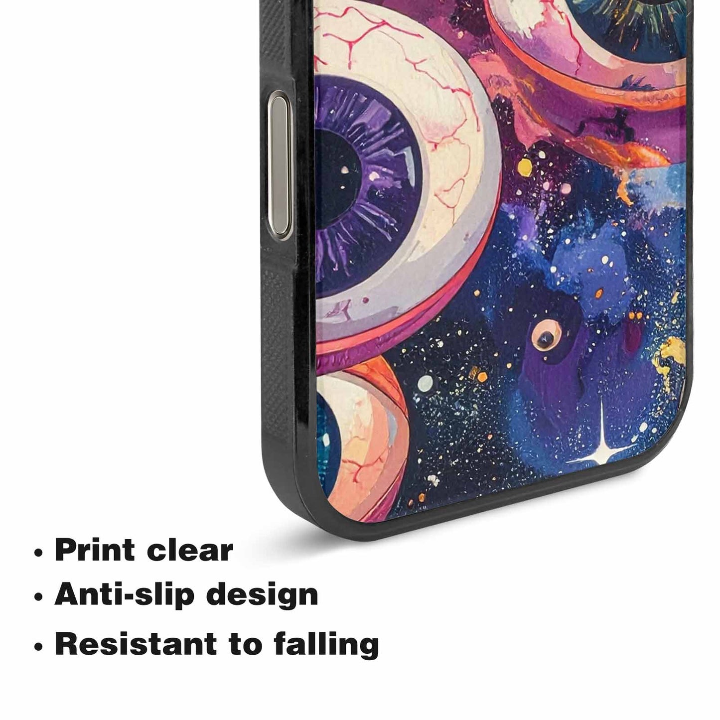 iPhone 16 Pro Case — Cartoon Eyeballs Galaxy Personalized Phone Cover, Custom Print Case Cover