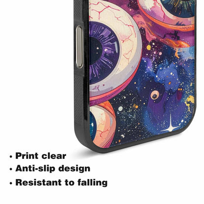 iPhone 16 Pro Case — Cartoon Eyeballs Galaxy Personalized Phone Cover, Custom Print Case Cover