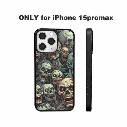 iPhone 15 Pro Max Case — Zombie Head Pattern Hundreds Of Small, Custom Designed Case Cover