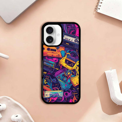 iPhone 17 Case — Retro Cassette Tape Pattern Retro Vintage, Personalized Phone Case