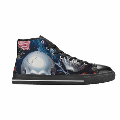 MEN'S Skulls Roses Chrome Airbrush High Top Canvas Grunge Custom Shoes