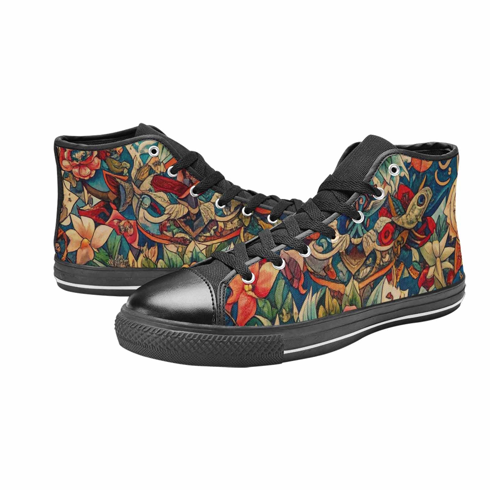 WOMEN'S Old School Tattoo High Top Canvas Cottagecore Custom Sneakers