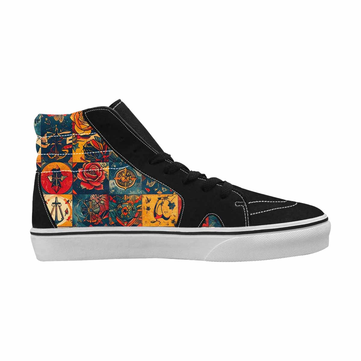 WOMEN'S Old School Tattoo High Top Canvas Vibrant Chaos Custom Sneakers