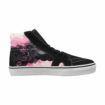 WOMEN'S Van Gogh Black & Pink Ink High Top Canvas Custom Fashion Vivid Original Art Sneakers