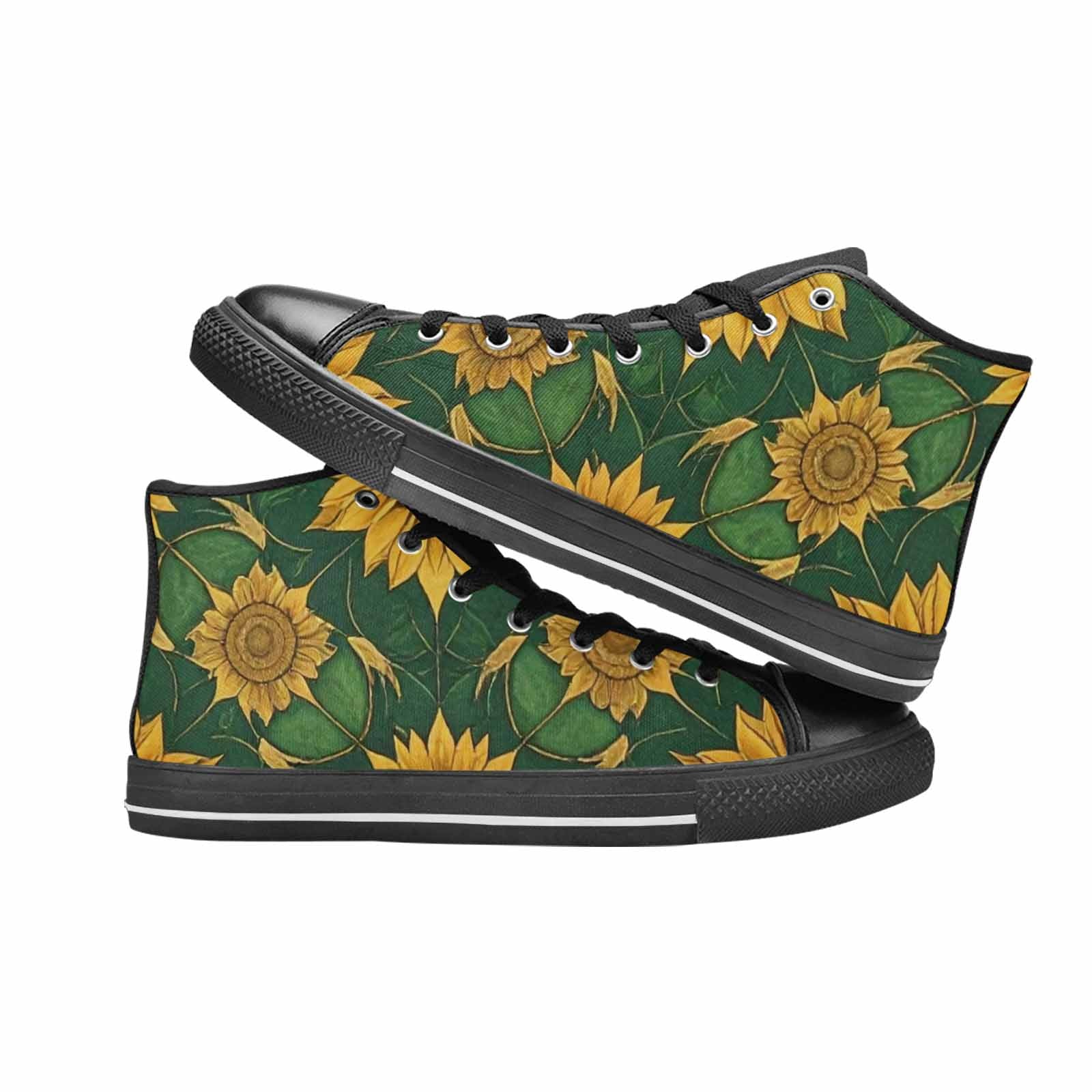 MEN'S Sunflower Mandala Kaleidoscope High Top Canvas Neon Fantasy Sneakers