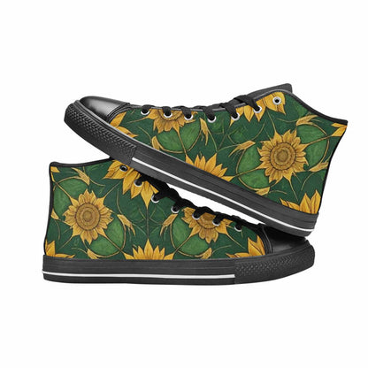 MEN'S Sunflower Mandala Kaleidoscope High Top Canvas Neon Fantasy Sneakers