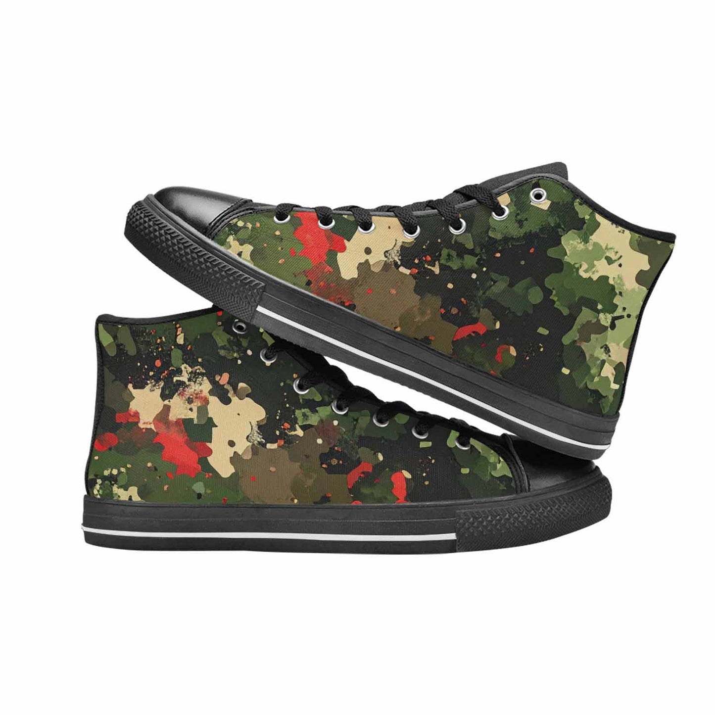 MEN'S Military Camouflage Blotch High Top Canvas Grunge Custom Sneakers