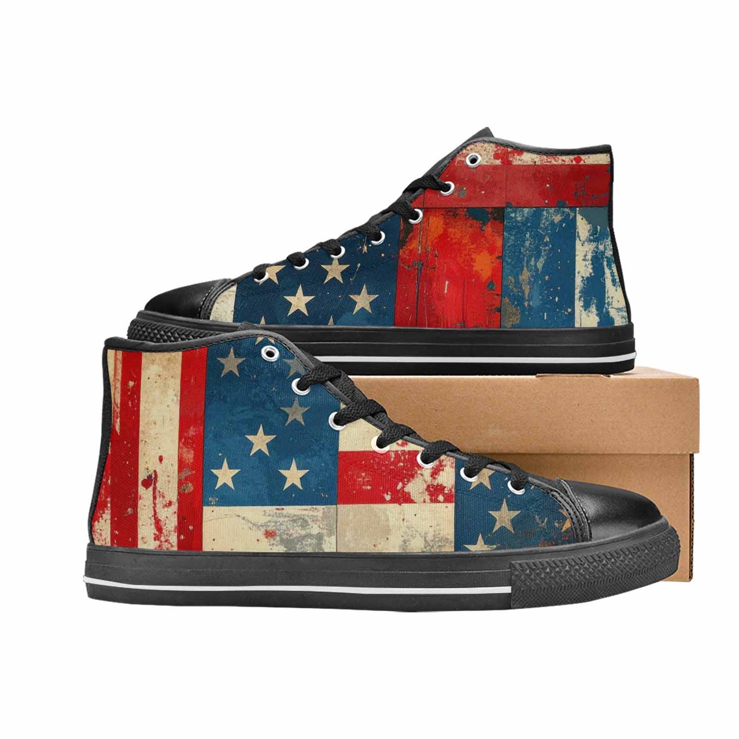MEN'S American Flag Stars High Top Canvas Y2K Custom Shoes