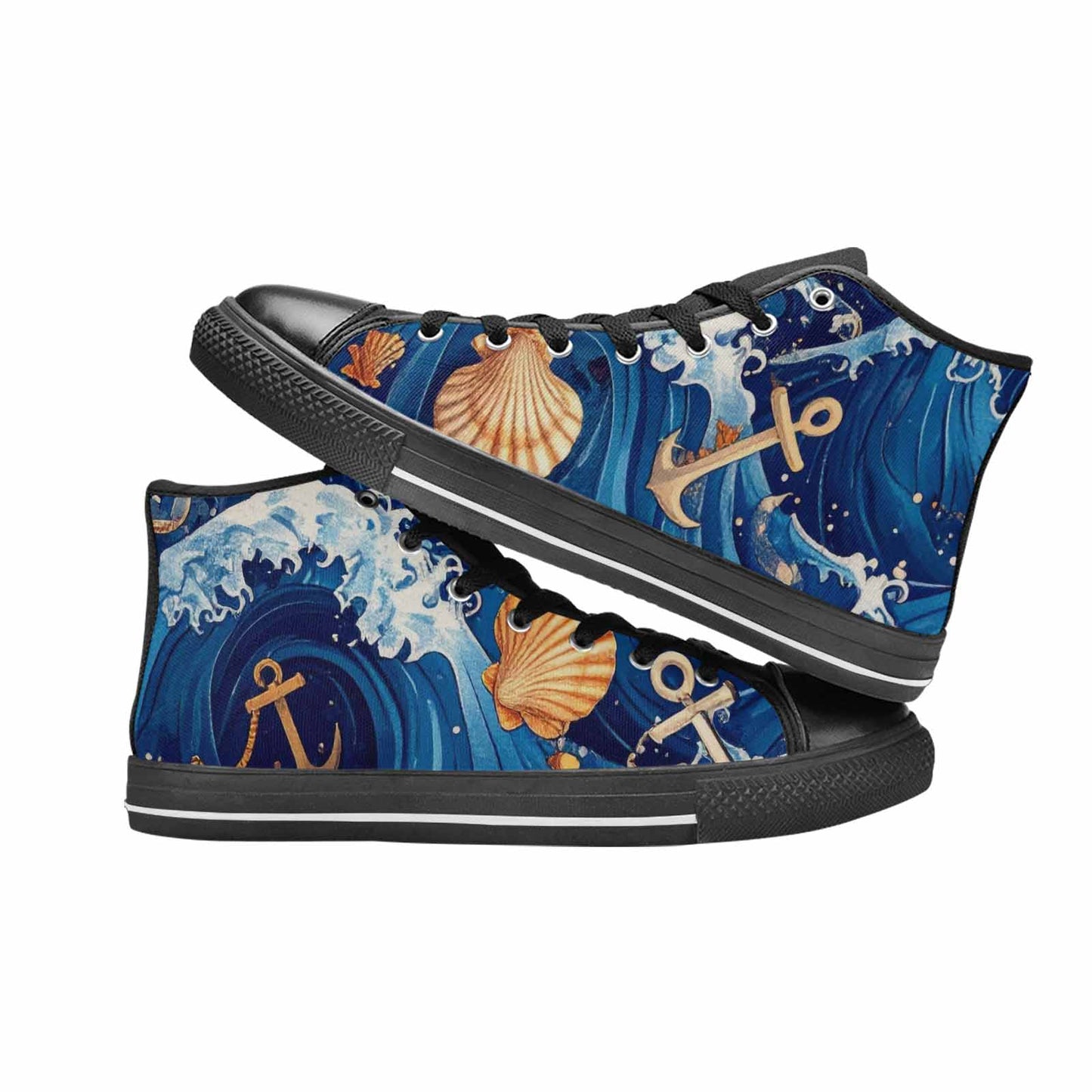 WOMEN'S Ocean Wave High Top Canvas Vivid Custom Shoes