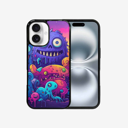 iPhone 16 Case — Overlapping Endlessly No Empty Space Monsters, Custom Printed Phone Case