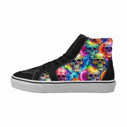 WOMEN'S Tie Dye Skulls Print High Top Canvas Y2K Custom Shoes