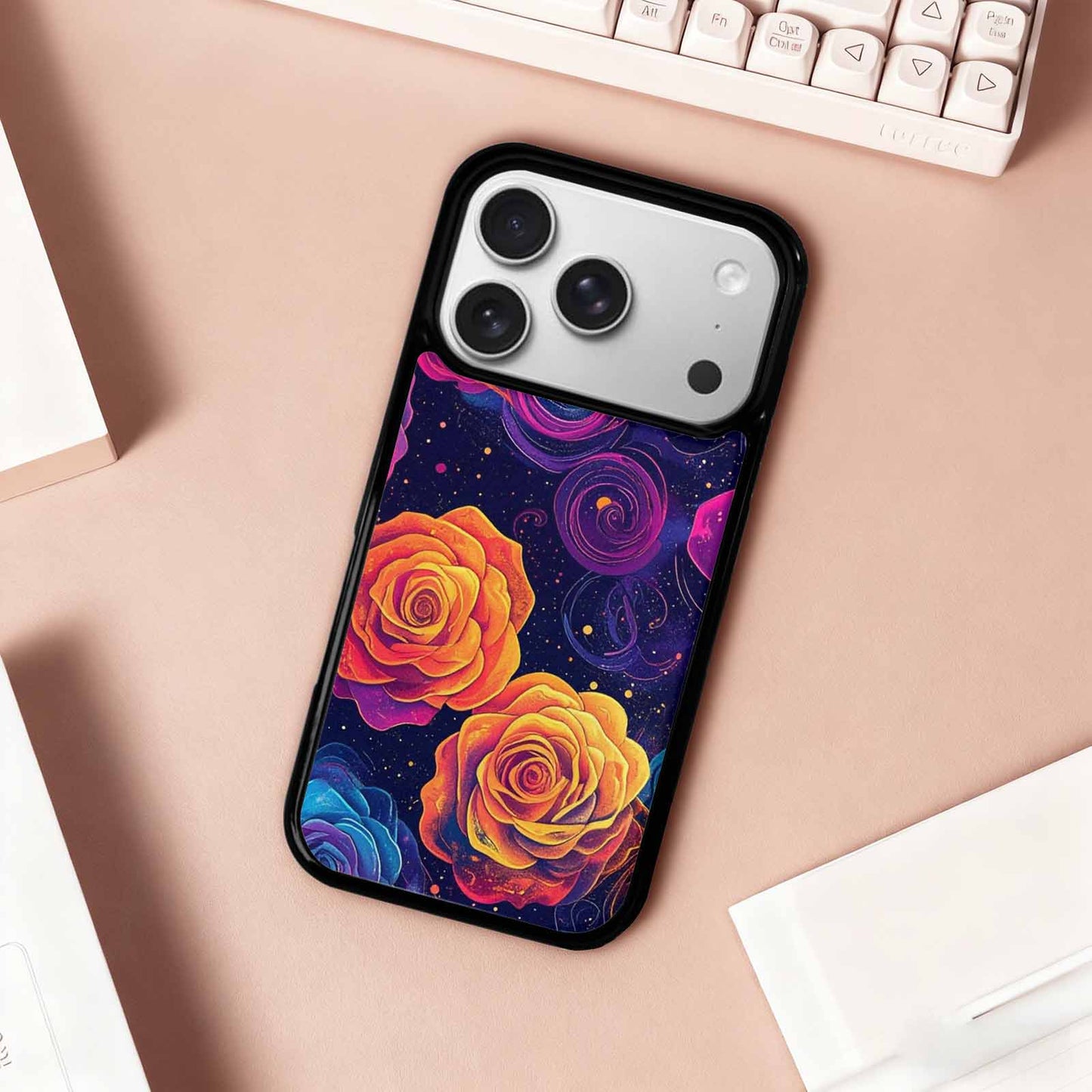 iPhone 17 Pro Case — Rose Galaxy Art Seamless Pattern Galaxy, Original Design Phone Case