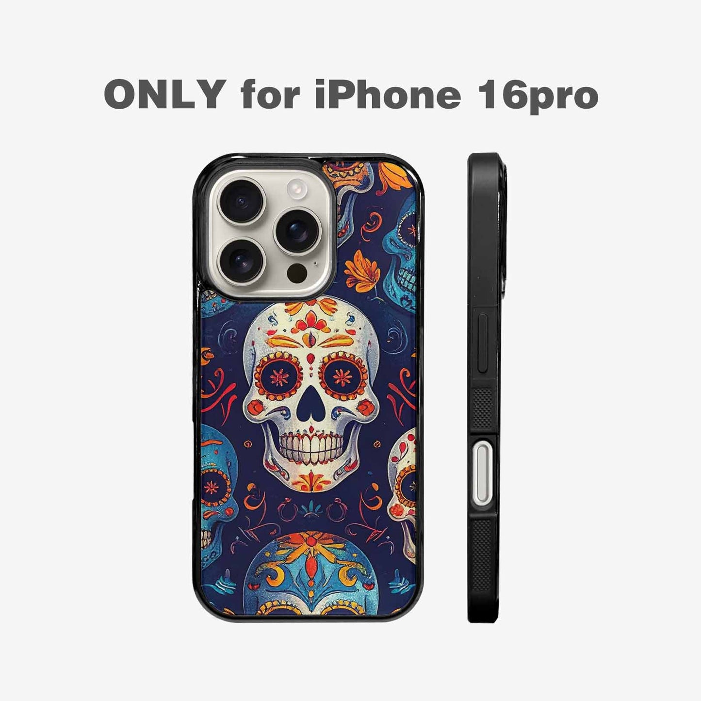 iPhone 16 Pro Case — Day Dead Sugar Skull Art 100s, Custom Made Phone Cover