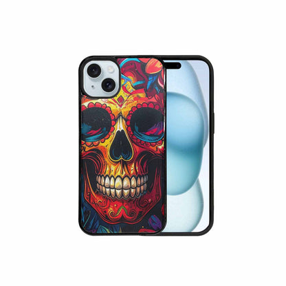 iPhone 15 Plus Case — Graffiti Skull Art Seamless Pattern Vibrant, Custom Printed Phone Case