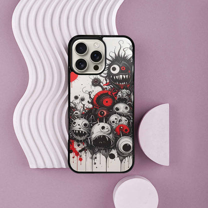 iPhone 16 Pro Max Case — Multi Eye Monster Black Red Ink, Customized Protective Case