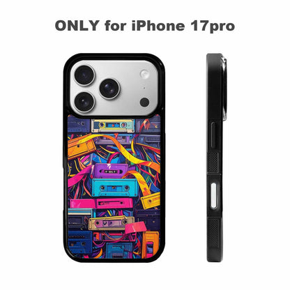 iPhone 17 Pro Case — Retro Cassette Tape Pattern Hundreds Retro, Custom Printed Phone Case