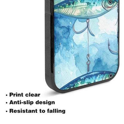 iPhone 15 Plus Case — Fishing Lure And Hook Pattern Seamless, Custom Print Case Cover