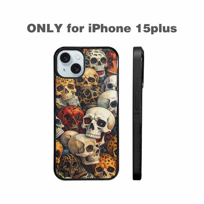 iPhone 15 Plus Case — Skulls Pattern Hundreds Of Sma 1q9, Customized Protective Case