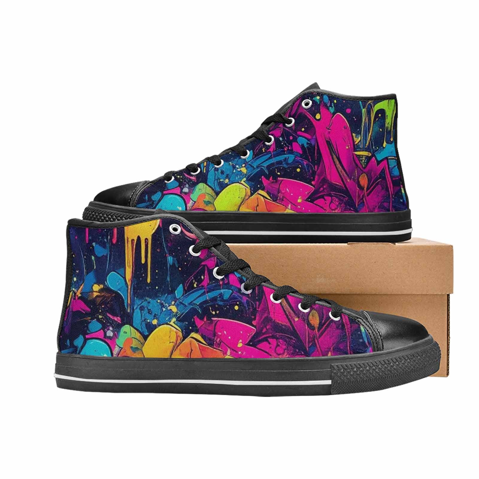 WOMEN'S Paint Splatter High Top Canvas Vivid Sneakers
