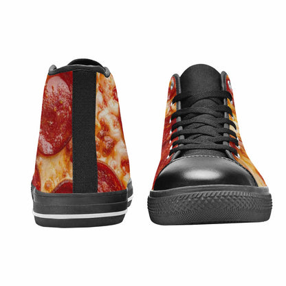 WOMEN'S Pepperoni Pizza Print High Top Canvas Aesthetic Sneakers