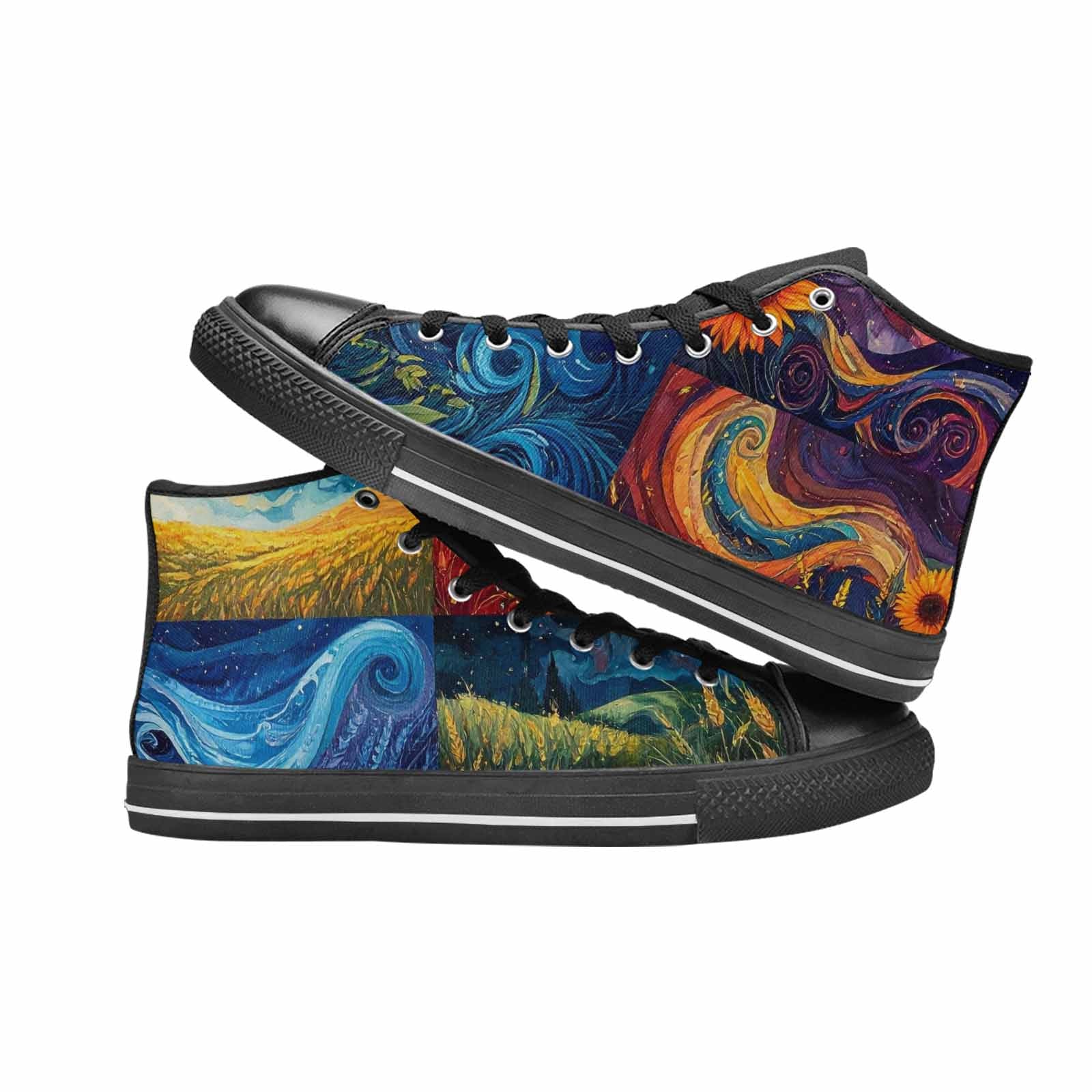 MEN'S Van Gogh-Style Swirl High Top Canvas Dark Academia Custom Shoes
