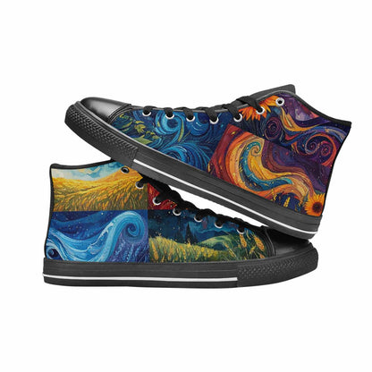 MEN'S Van Gogh-Style Swirl High Top Canvas Dark Academia Custom Shoes