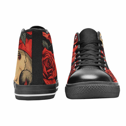 WOMEN'S Skulls Roses Bold Pen Ink High Top Canvas Y2K Sneakers