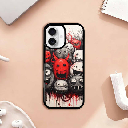 iPhone 17 Case — Black &amp; Red Ink Cartoon Cute, Custom Printed Phone Case