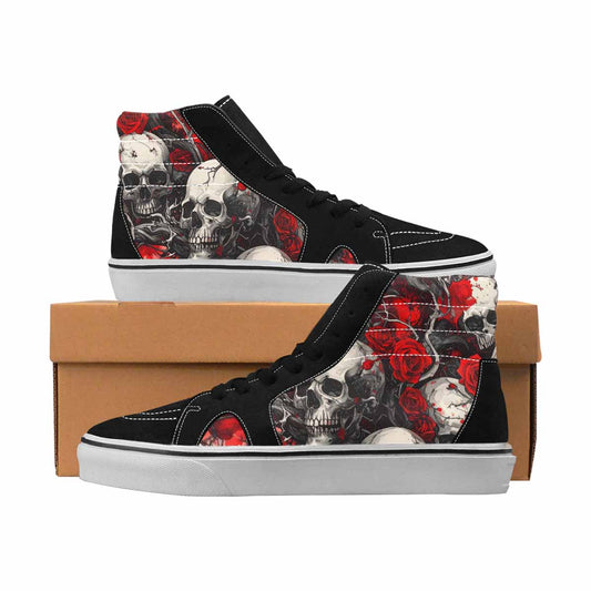 MEN'S Skulls Black & Red Ink High Top Canvas Statement Melting Art Customized Sneakers
