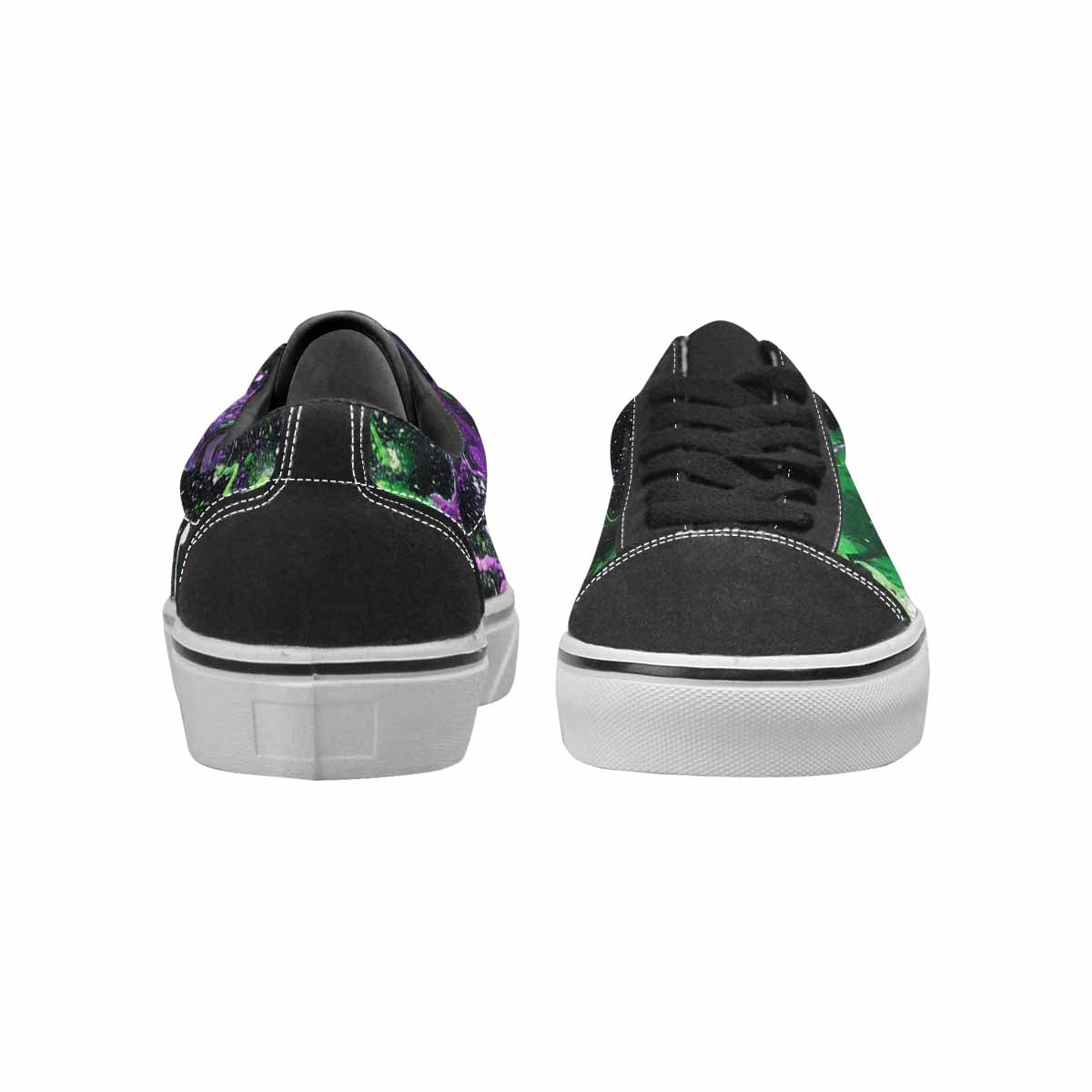 WOMEN'S Galaxy Art Black & Green Ink Canvas Bold Print Vibrant Chaos Custom Print Sneakers