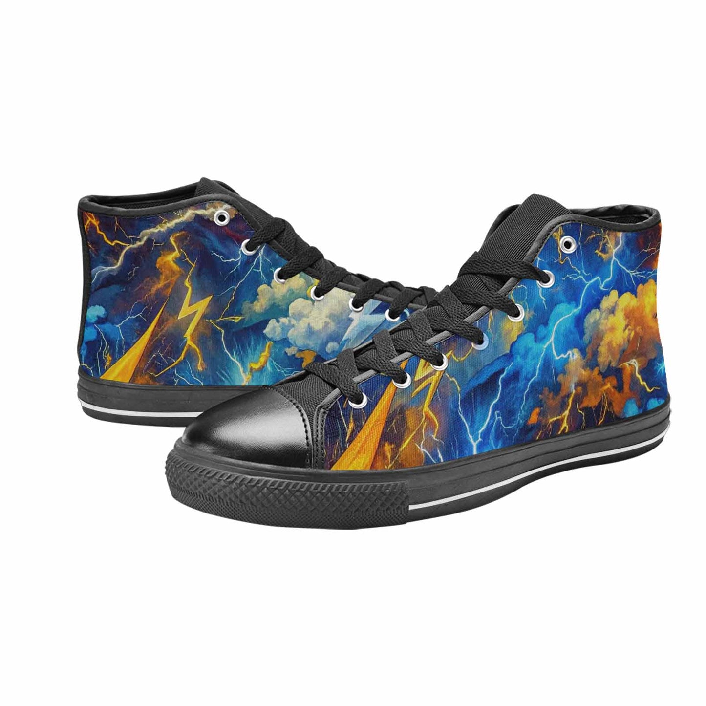 WOMEN'S Lightning Bolt High Top Canvas Wallpaper Art Sneakers