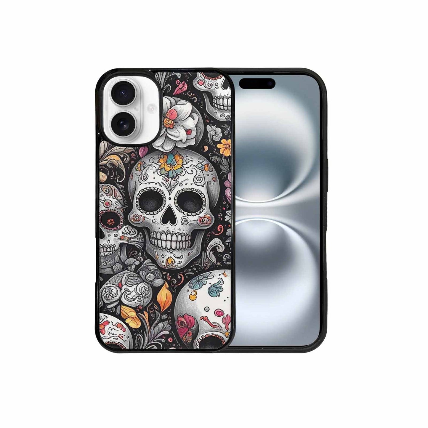 iPhone 16 Plus Case — Greyscale Black And White Dark Black, Custom Phone Case