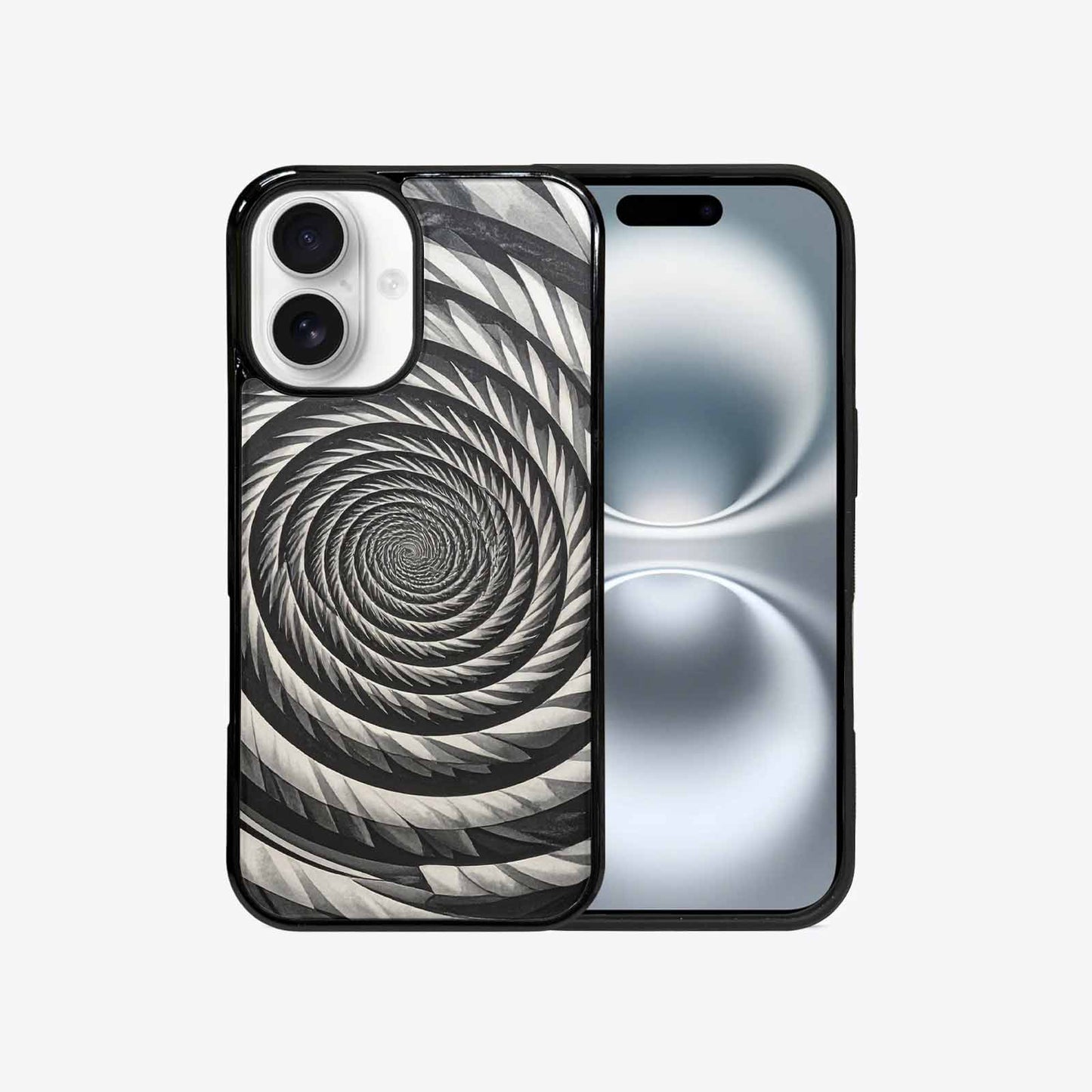 iPhone 16 Case — Hypnotic Spiral Optical Illusion Motif High, Custom Designed Case Cover