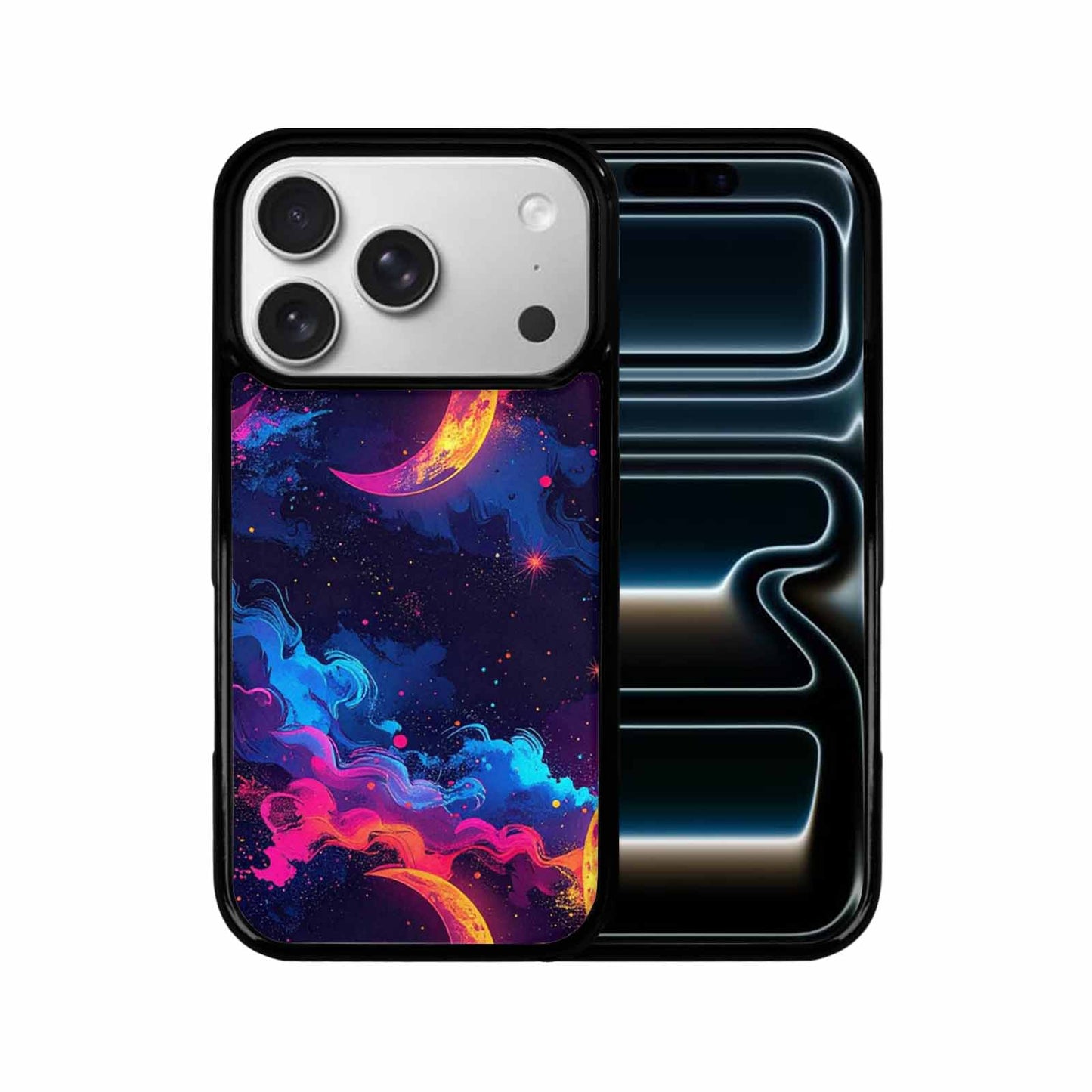 iPhone 17 Pro Case — Neon Winter Moon Seamless Cartoon Cute, Customized Protective Case